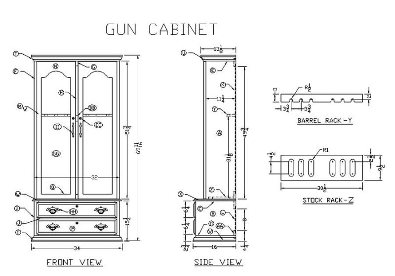 wood gun cabinets blueprints